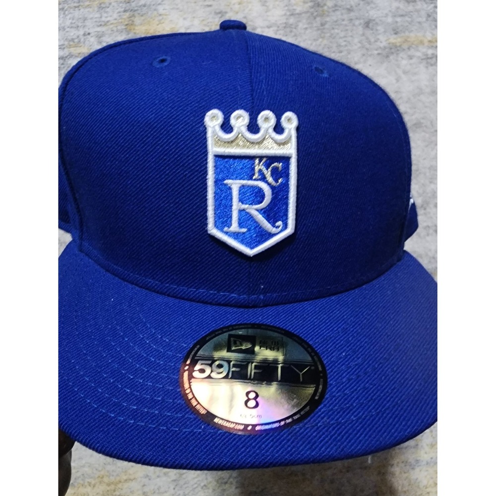NWT Kansas City Royals Men's Blue 59Fifty New Era Fitted Cap Cooperstown Size 8